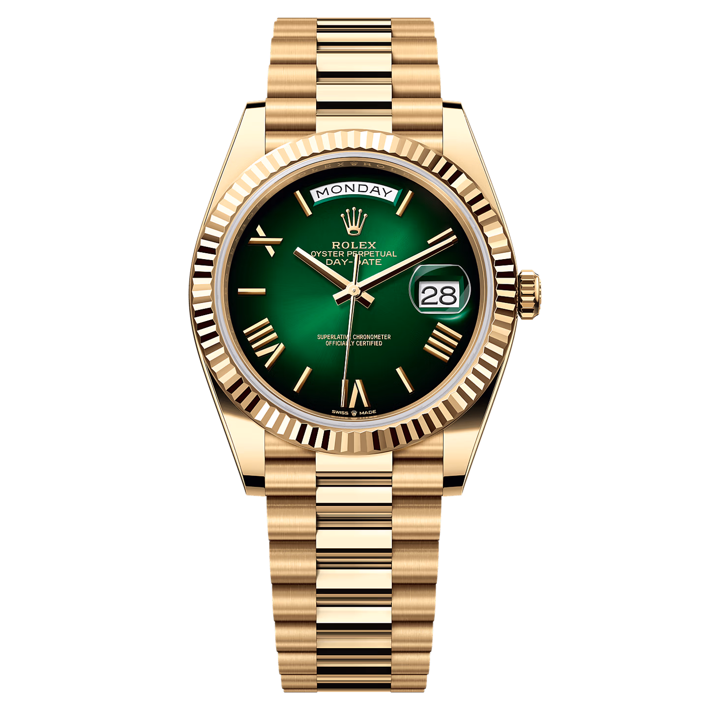 劳力士（ROLEX）星期日历型 烟熏绿 机械机芯 100米防水 日期显示 40mm 男表
