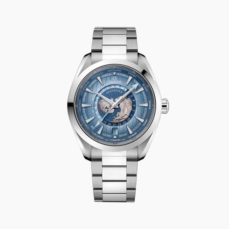 OMEGA欧米茄海马系列AQUA TERRA 150米世界时腕表手表Summer Blue43MM