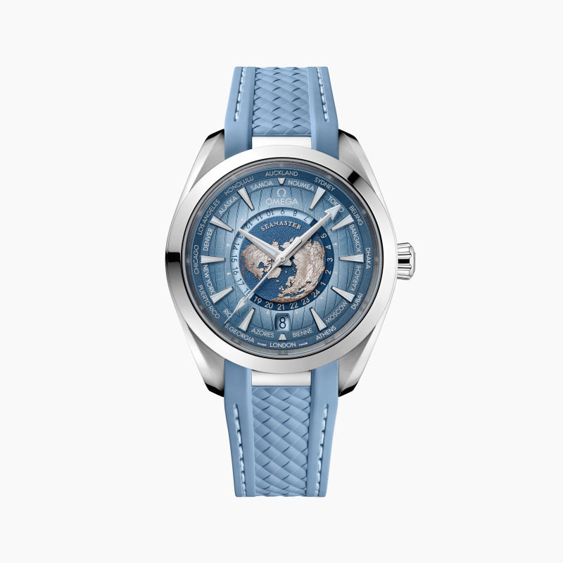 OMEGA欧米茄海马系列AQUA TERRA 150米世界时腕橡胶表手表Summer Blue43MM